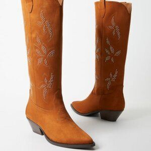 SHOEDAZZLE COWBOY BOOTS FAUX LEATHER OR FAUX SUEDE INNER ZIP TRUE TO SIZE